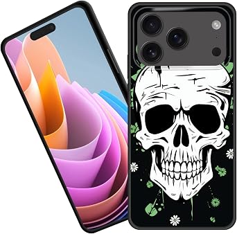 for iPhone 17 Pro Case,Premium Soft Silicone Rubber Full-Body Protective Bumper Case for iPhone 17 Pro 6.3 inch 2025,Cool Skull Green Hair