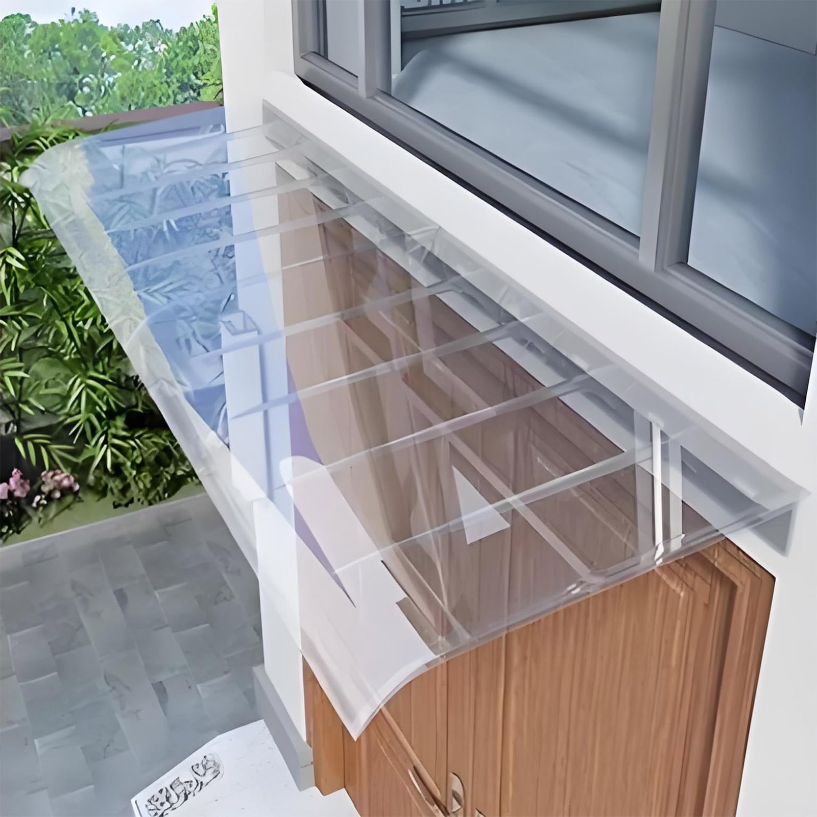 CZYZMDD Outdoor Door Canopy Polycarbonate Awning for Rain Protection 45x1 Tejadillo Weatherproof Exterior Shelter Overhang Smart Design Entryway Defense