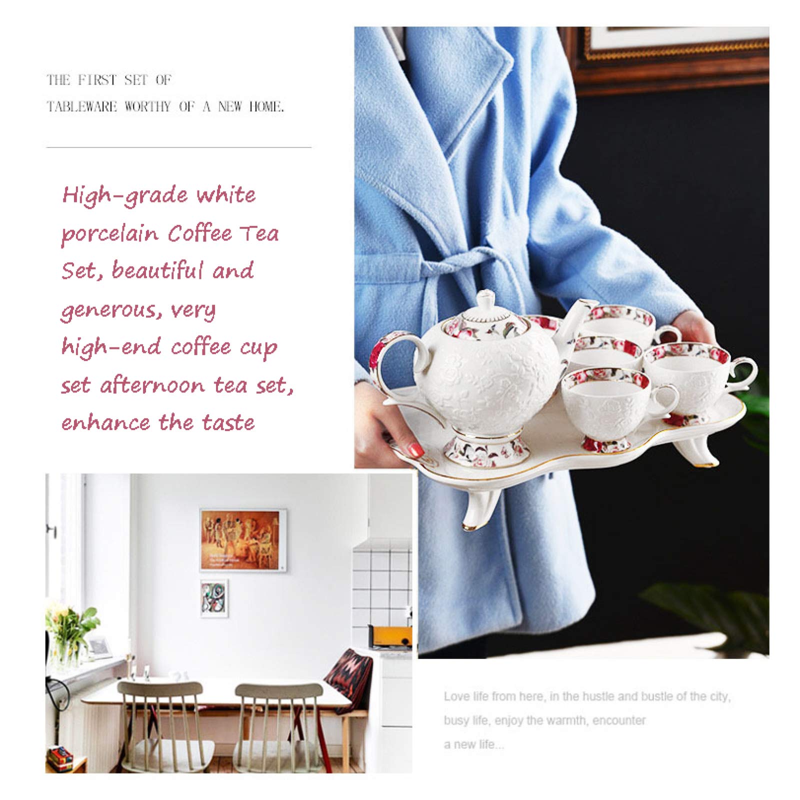Zestaw Do Popołudniowej Herbaty Zestawy Do Kawy Europejski Zestaw Ceramicznych Filiżanek Do Kawy Dzbanek Do Herbaty Zestaw Porcelanowych Filiżanek Do Herbaty Z Tacką Na Herbatę Najlepszy Prezent