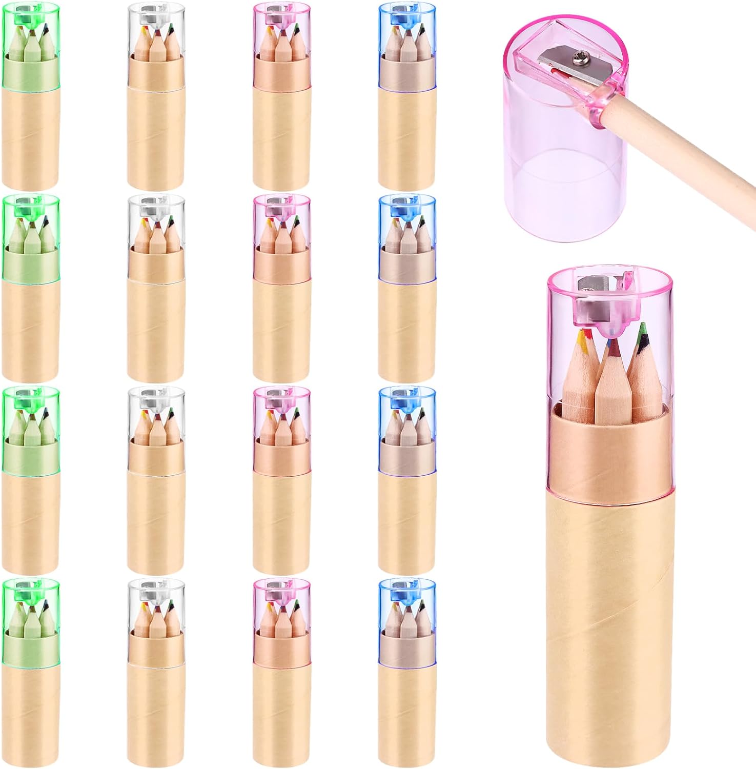 32 Pack Mini Drawing Colored Pencils with Sharpener Mini Drawing Pencils Set for Kids 3.3inch Short Fat Color Pencils in Tube Coloring Pencil Bulk for Adult Coloring Books, Classroom School Drawing