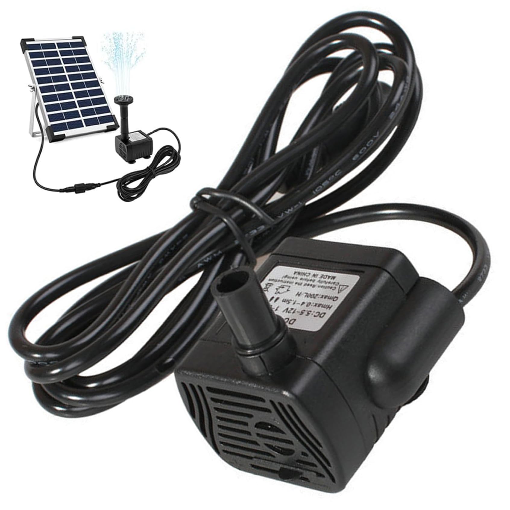 Solar Water Pumps, DC 22V-24V 3W Mini Solar Fountain Pumps, 300L/H Quiet Waterproof Water Feature, 4.9ft Spraying Distance for Aquarium, No Panel.