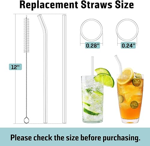 Miniatura 6 de PROOCI Paquete de 10 pajitas de repuesto de 12 pulgadas para vaso tumbler Stanley & Yeti de 30-40 onzas, pajitas reutilizables de plástico Tritan de