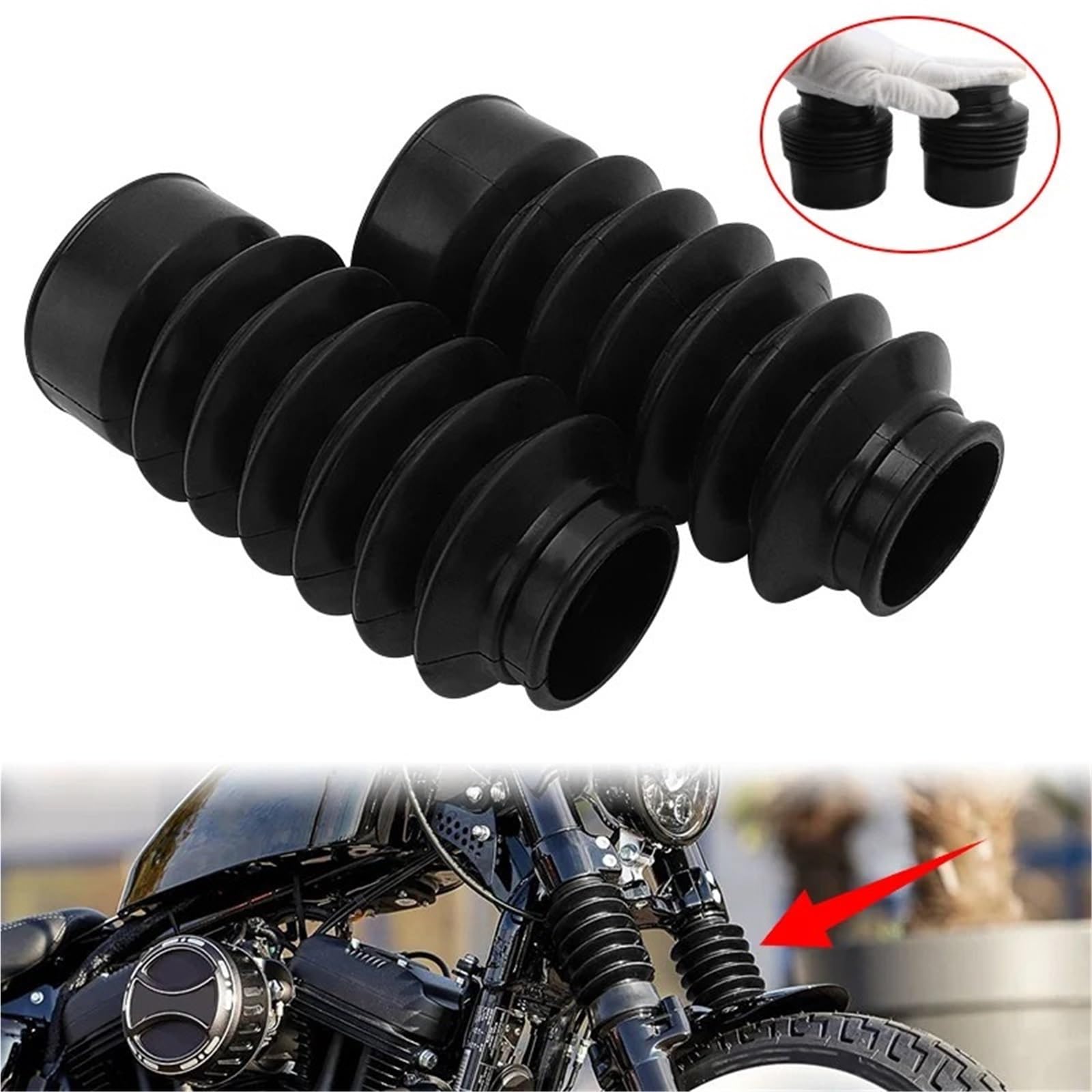 Osłona widelca motocyklowego z gumy, osłona przednia, ochraniacz butów, pasuje do Harley Sportster X48 z 47 mm