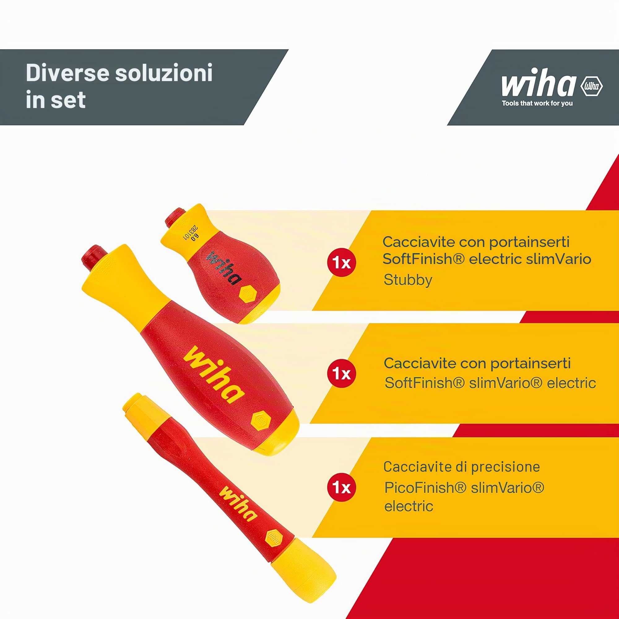 Wiha Juego de herramientas slimVario® electric en surtido de 32 uds. incl. bolsa funcional (43465) | (43465) Con borsa funzionale & chiavi a bussola isolate, slimBits, impugnatura cacciavite VDE, stubby, PicoFinish®