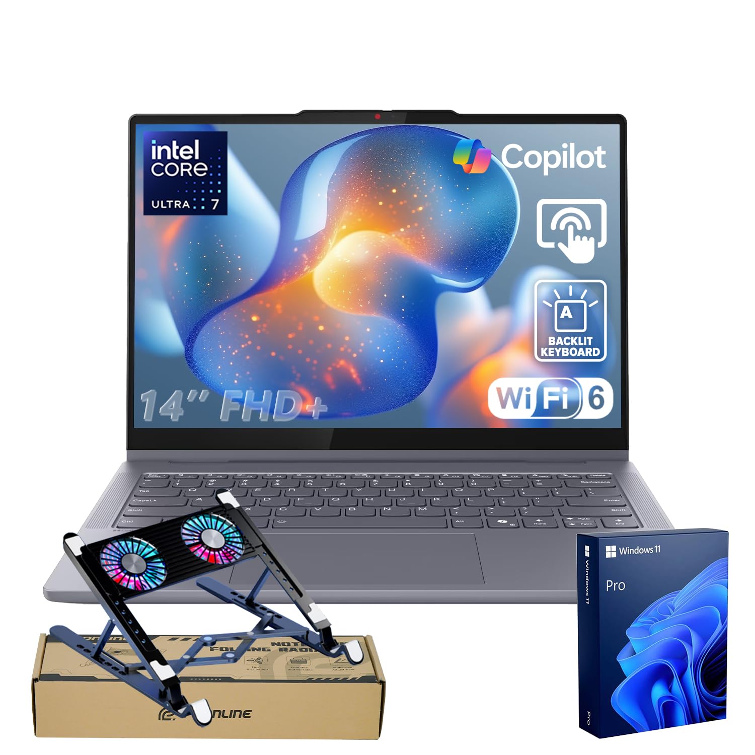 Lenovo IdeaPad 5 AI-Powered Premium 2-in-1 Laptop, 14" FHD+ Touchscreen, Ultra 7 255U, 16GB Onboard RAM, 1TB SSD, Wi-Fi 6, Win11 Pro, Backlit, Thin &