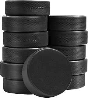 OMYOPY Ice Hockey Pucks 18-Pack with Mesh Bags - Official 3" Regulation Vulcanized Rubber for Ice, Street Hockey & Training