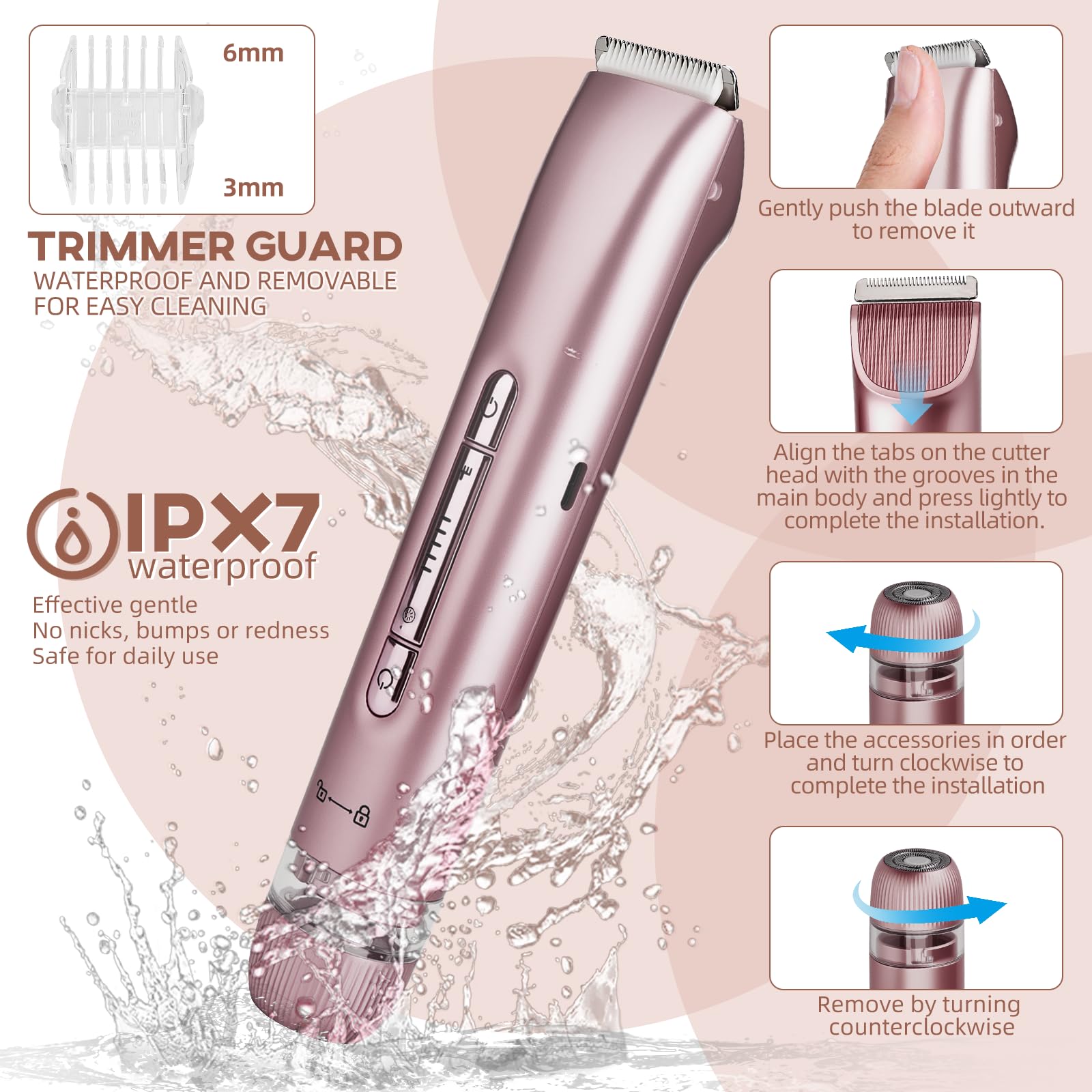 Elektrischer Damenrasierer 2in1 - Nass & Trocken Epilierer & Intimrasierer - Kabelloser Bikini Trimmer für Gesicht, Beine & Körper - Inkl. Reiseetui
