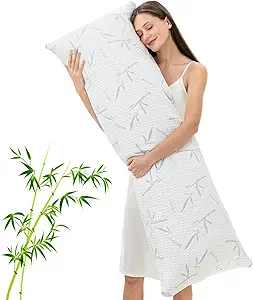 Full Body Pillow with Removable Pillowcase for Adults,(Memory Foam Filling)(Long Pillow for Side Sleepers) (Fluffy and Firm)(Adjustable Filling)(20×54 Inch,White)