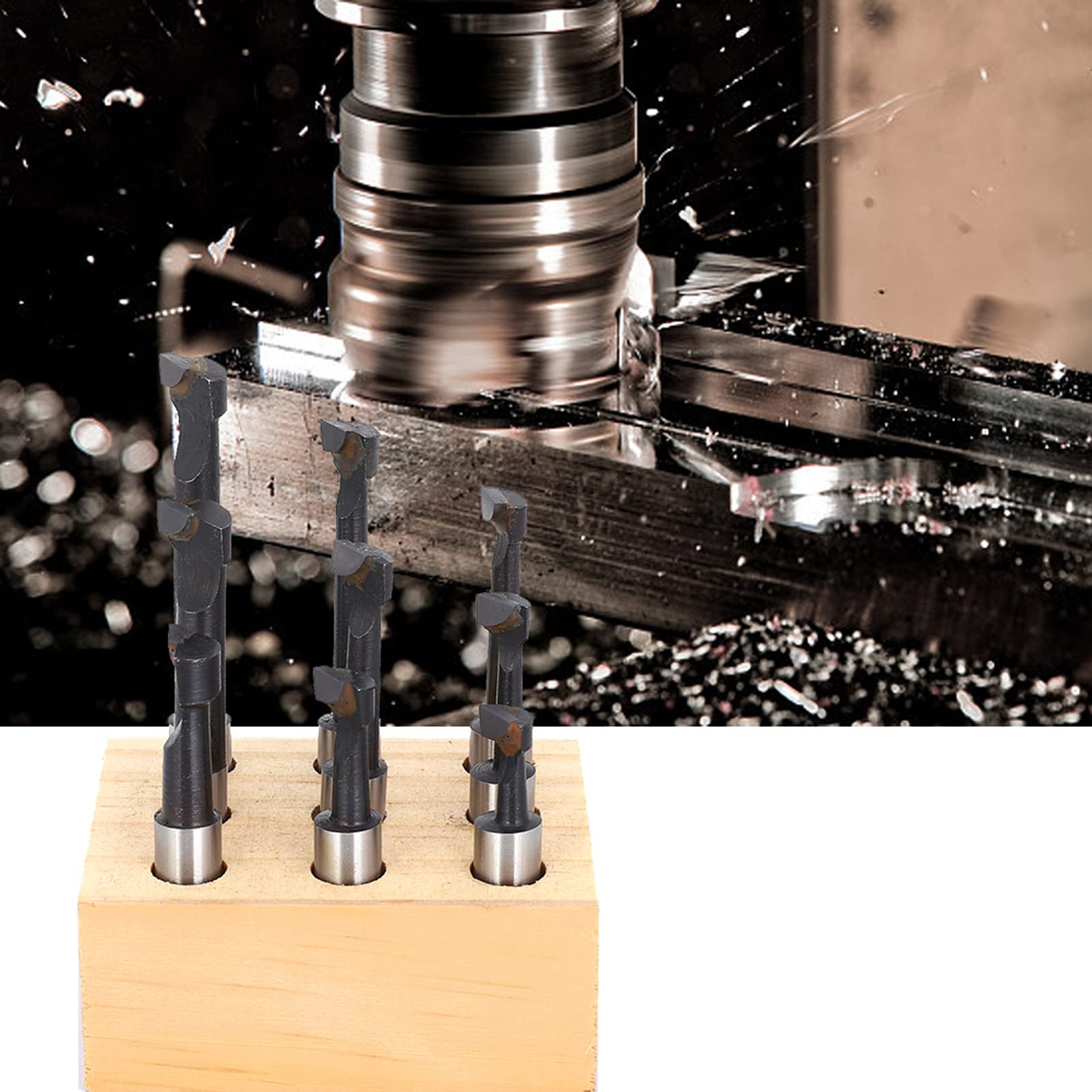 ANKROYU 9PCS Boring Cutter, High Speed Steel Turning Tool Set, CNC Milling Tools Kit Set, Portable Boring Bar Toolholding for CNC Machine
