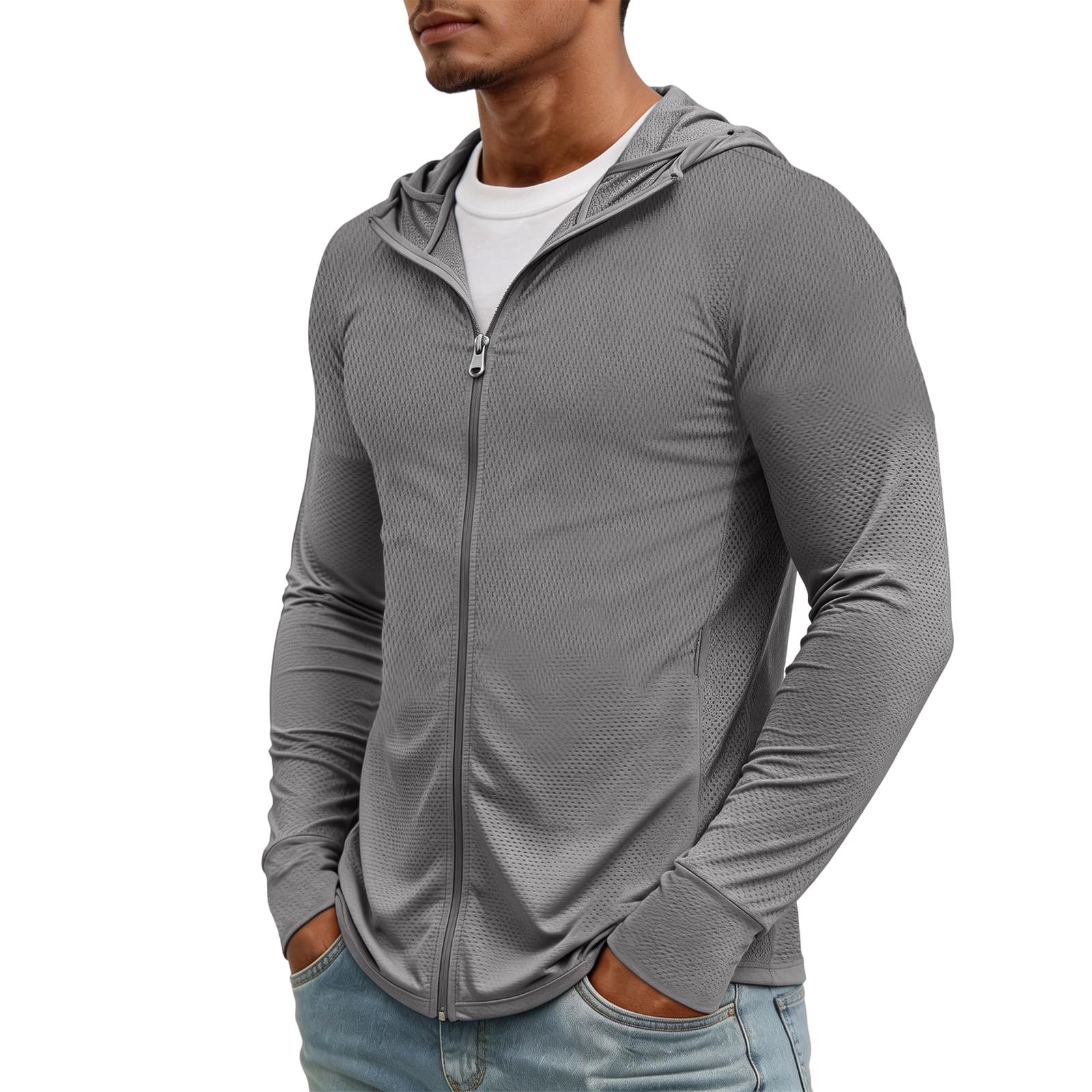 Camiseta Protector Solar, Ligero Protector Solar Manga Larga Camisetas Surf Hombre, Trabajo Viaje