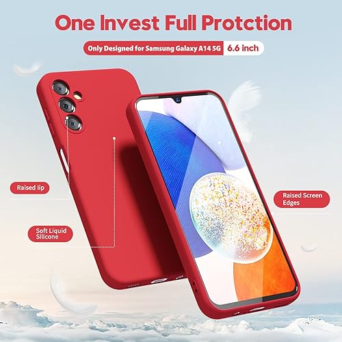 Miniatura 3 de oakxco Funda para teléfono Samsung Galaxy A14 5G de silicona líquida, bonita funda delgada y delgada de goma suave de TPU para mujeres y niñas,
