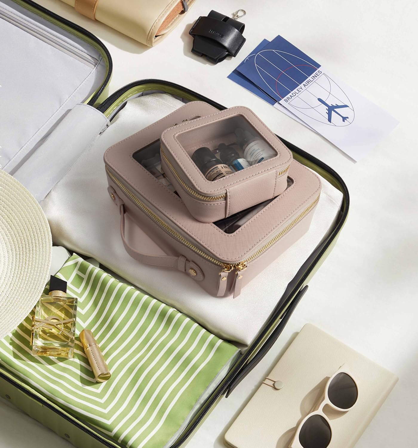 LETGO Transparente Make-up-Tasche, TSA-zugelassener Kulturbeutel mit Reißverschluss, transparenter Make-up-Organizer für Handgepäck, Reiseutensilien, transparente Kosmetiktaschen für Damen und Herren