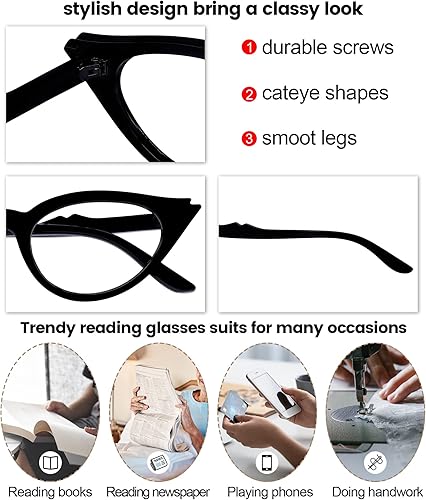 Miniatura 4 de OCCI CHIARI Gafas de lectura Cateye para mujer, elegantes lectores 100, 125, 150, 175, 200, 225, 250, 275, 300, 350