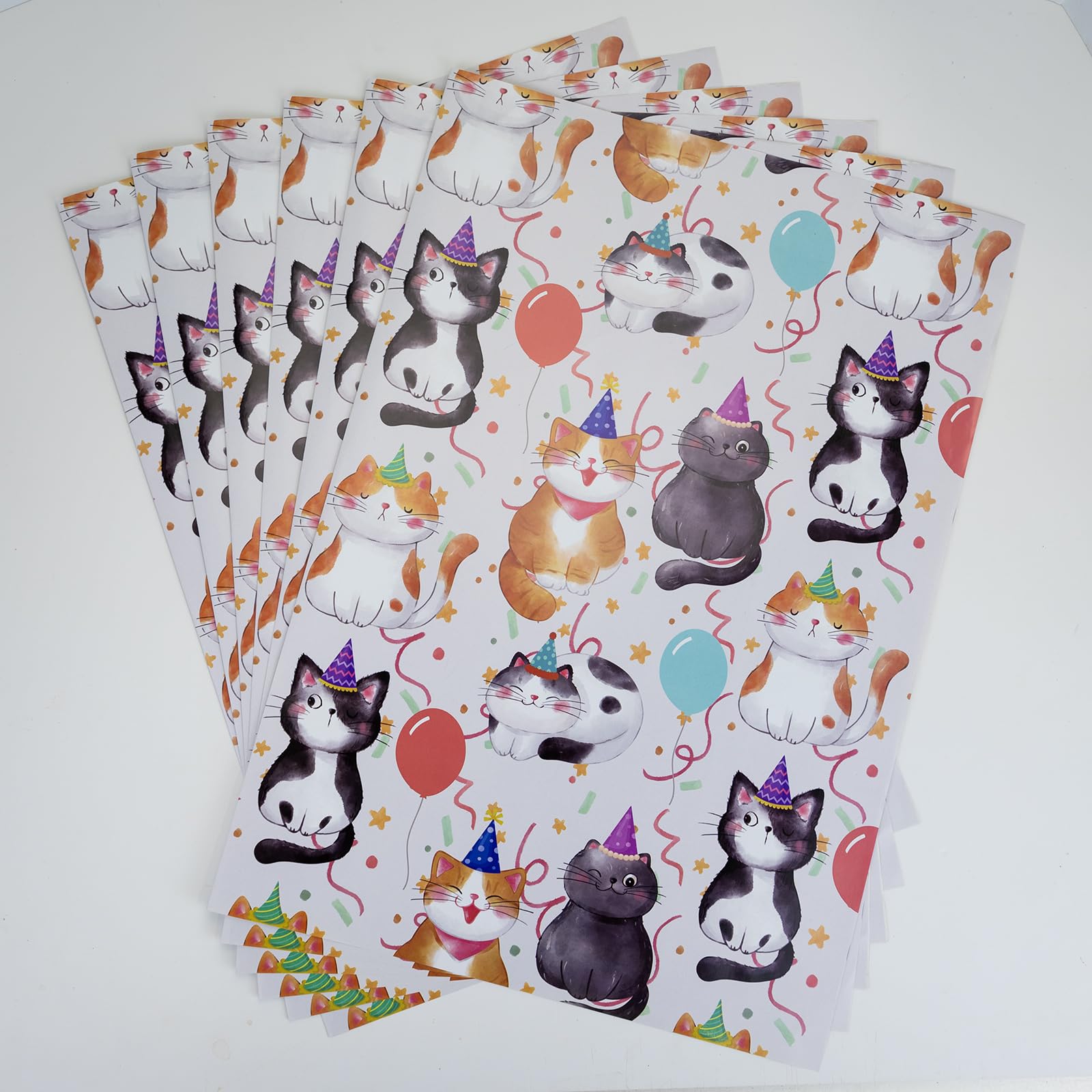 Dtiafu Papel de regalo de cumpleaños de gato, feliz cumpleaños, divertido envoltorio para niñas, niños, mujeres, cumpleaños, baby shower, vacaciones, 20 x 28 pulgadas por hojas (6 hojas)