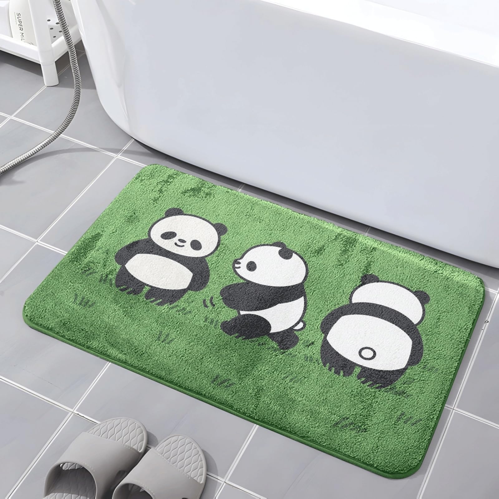 Alfombra De Baño 50X80Cm Negro Blanca Panda Alfombras Baño Antideslizante,Microfibra Absorbente Alfombrilla,Lavable A Máquina,Suave Y Acogedora,para Dormitorio Sala Estar