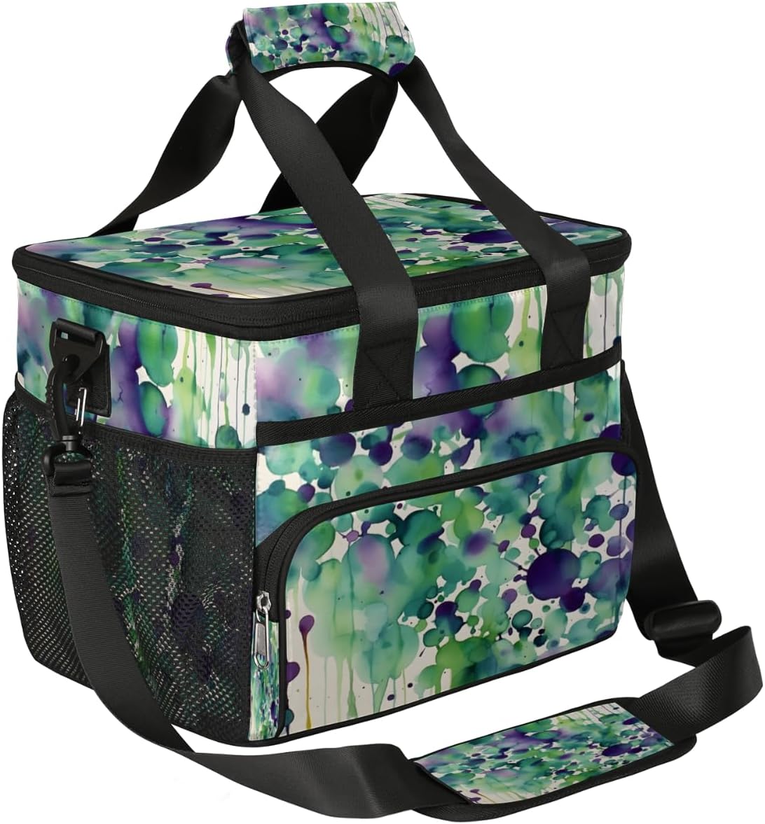 Multi Color Dots Insulated Picnic Backpack Lunch Box for Women Men Picnic Basket Tote Lunch Bag Picnic Bag Portable Lunch Bags for Picnic, Beach, Work, Trip,Office, Camp Colorful Ink Splashes