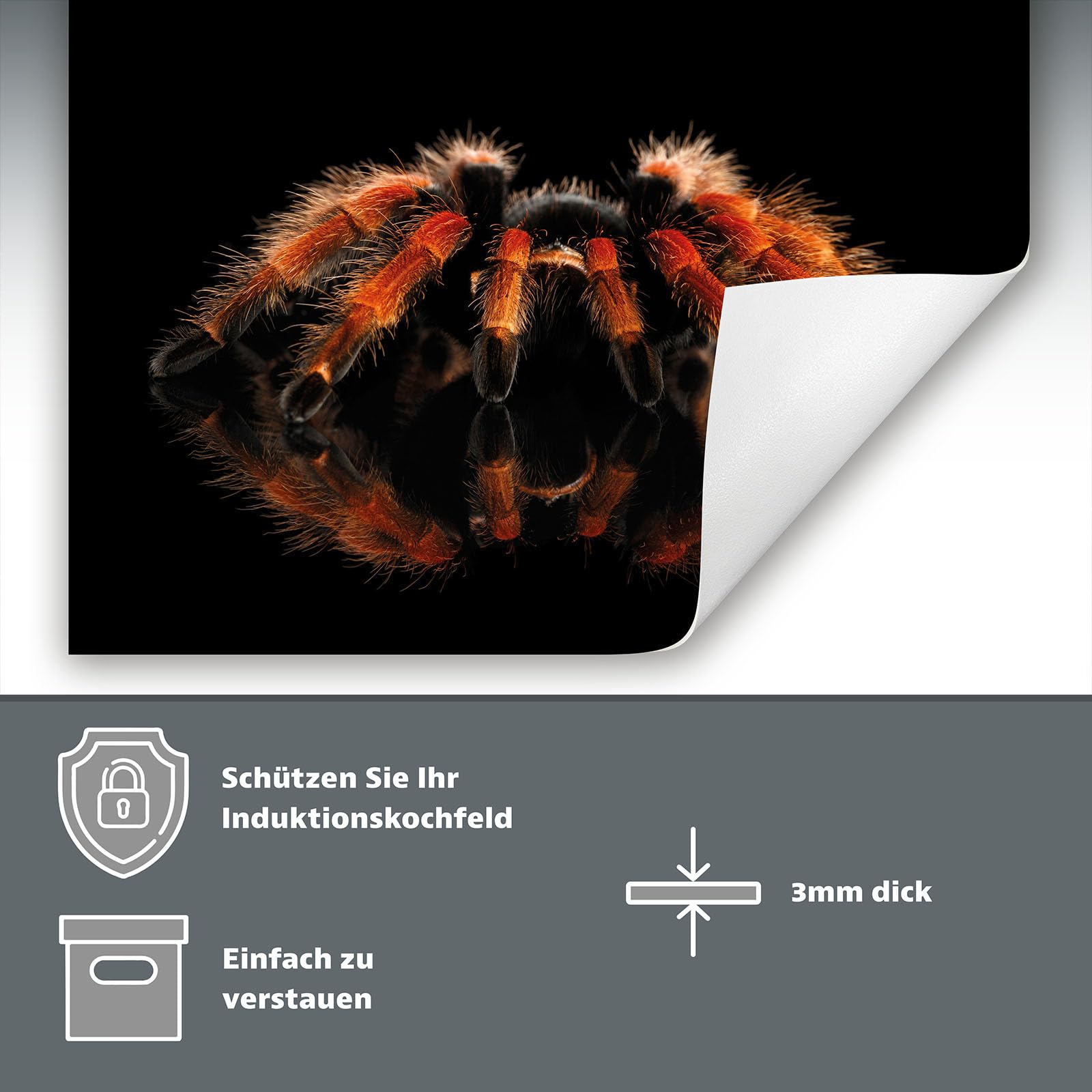 Tapa para placa de induccion - Placa protectora vitroceramica 80x52 cm - negro - araña
