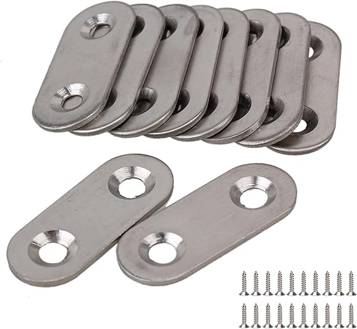 RDEXP 10pcs Stainless Steel Flat Corner Brace Brackets Mending Plates Repair Fixing Joining