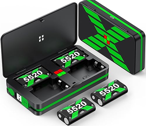 DXKK 4x5520mWh Controller Battery Pack for X-Series X/S, Rechargeable Battery for X1/One S/One X/Elite Controller Charger Batteries