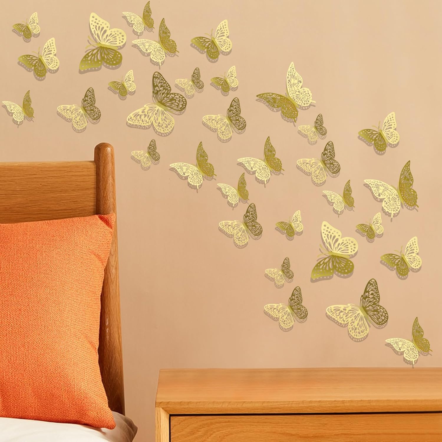 Schmetterlings-Wandaufkleber Set – 72 Goldene Schmetterlinge Zum Dekorieren