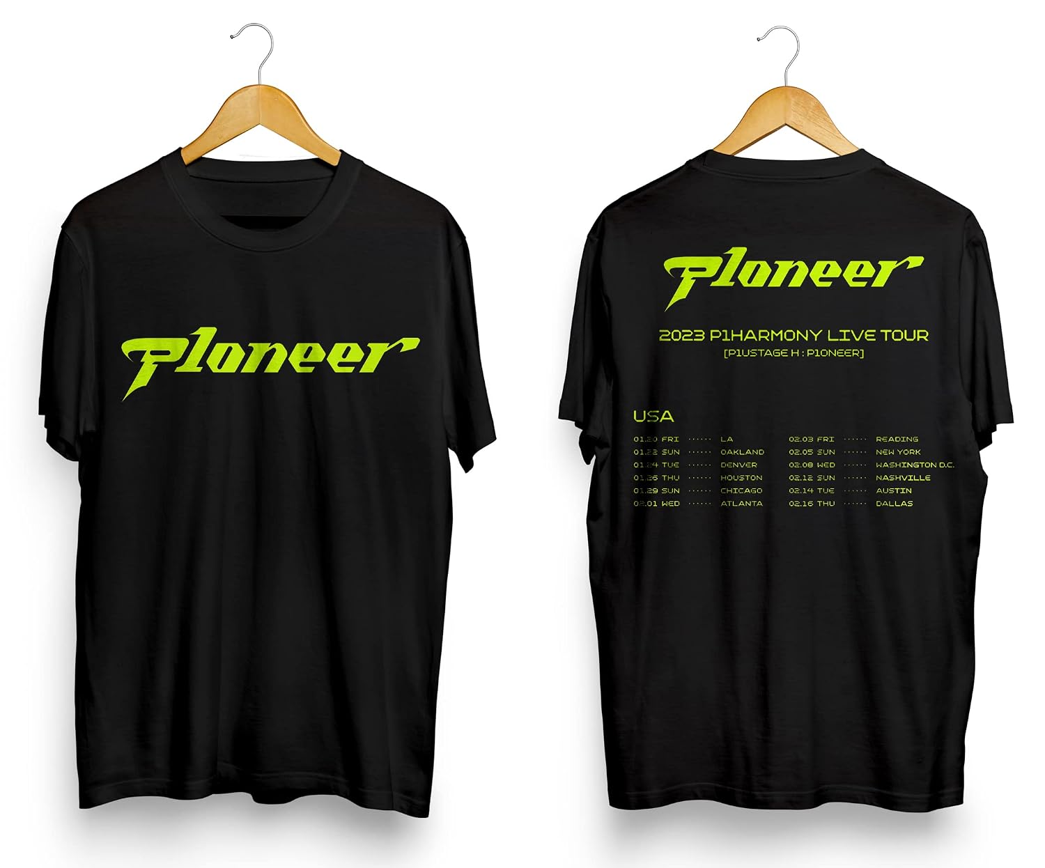 T-shirt P1Harmony Tour 2025 - Noir Deux Faces - Tailles S à 5XL - Neuf Avec étiquette