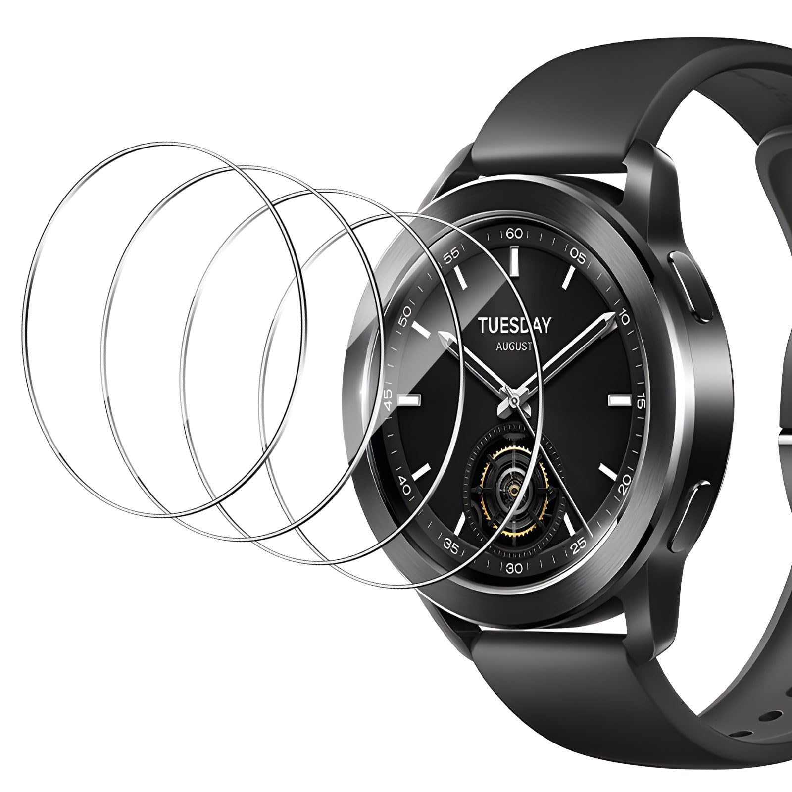 Yenwen 4-Packs Tempered Glass for Xiaomi Watch S3 / S4 Screen Protector, HD Scratch-Resistant Tempered Glass Screen Protector