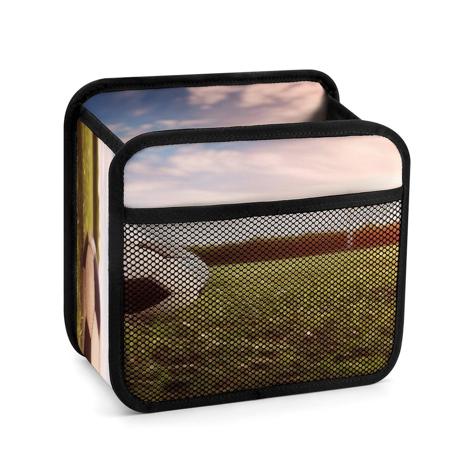 FekiLoot Soccer Ball on A Field Backseat Car Organizer - Premium PU Leather Hanging Car Seat Organizer with Storage Mesh Pockets, Large Capacity Car Backseat Organizer Travel Accessories