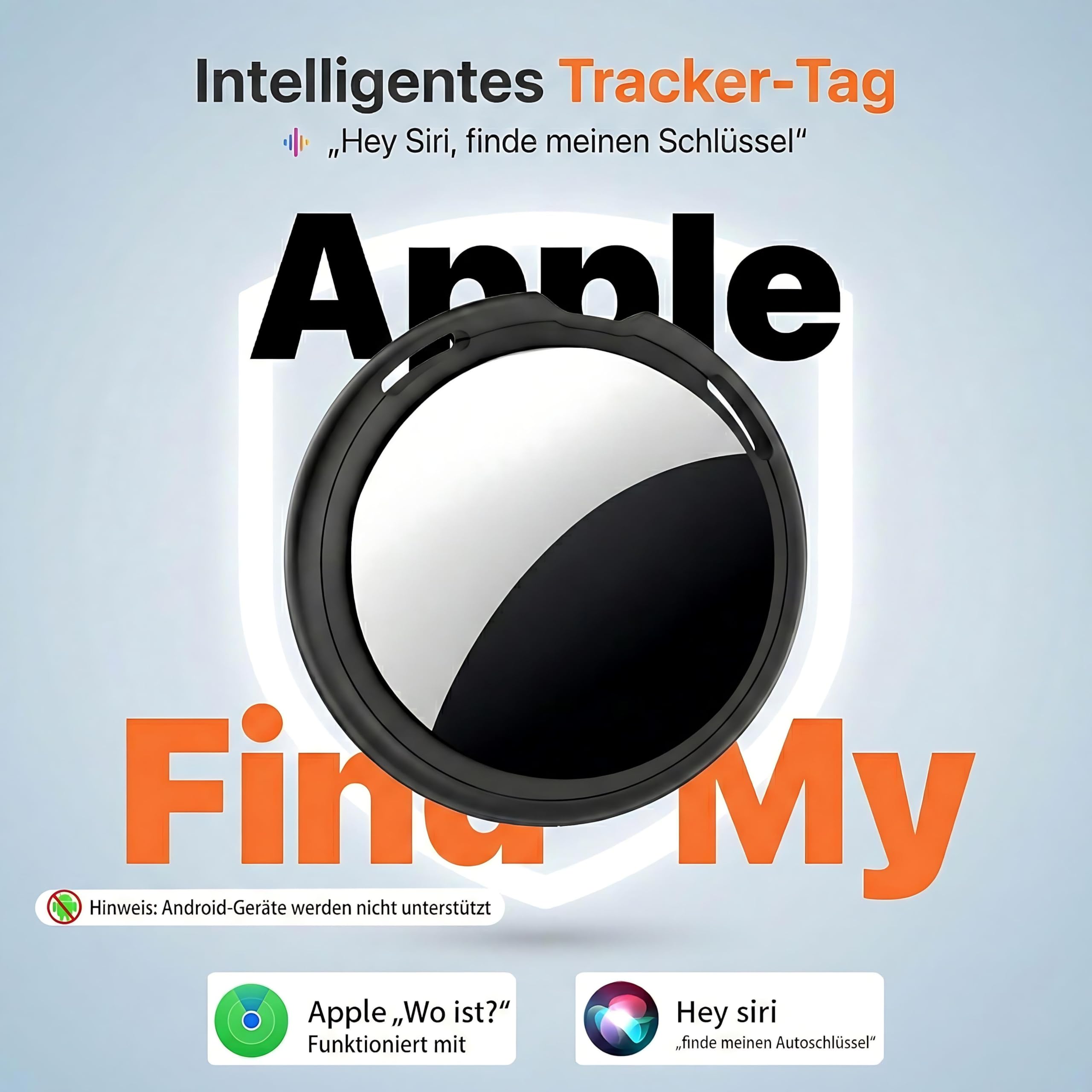 4er Pack Air Tracker Smart Tag Schlüsselfinder [Apple MFi-zertifiziert] Kompatibel mit Apple Wo ist Bluetooth wasserdicht Schlüssel Geldbörse Koffer Gepäck Haustier ohne Abo weltweite Ortung (Nur iOS)
