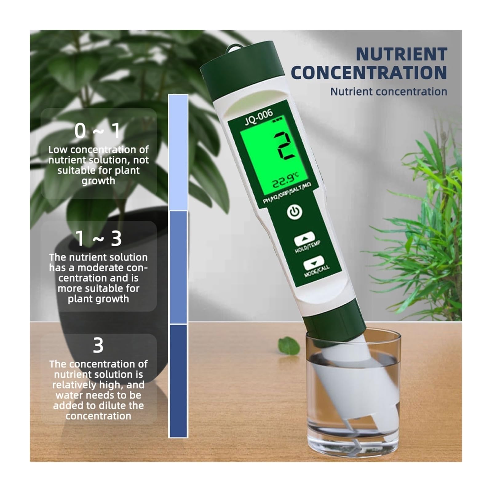 Kit per l'analisi dell'acqua, Tester digitale for il monitoraggio della qualità acqua al trizio 3H delle acque reflue 10 in 1 PH TDS EC ORP SG Misuratore ad alta precisione for bere(No Backlight)