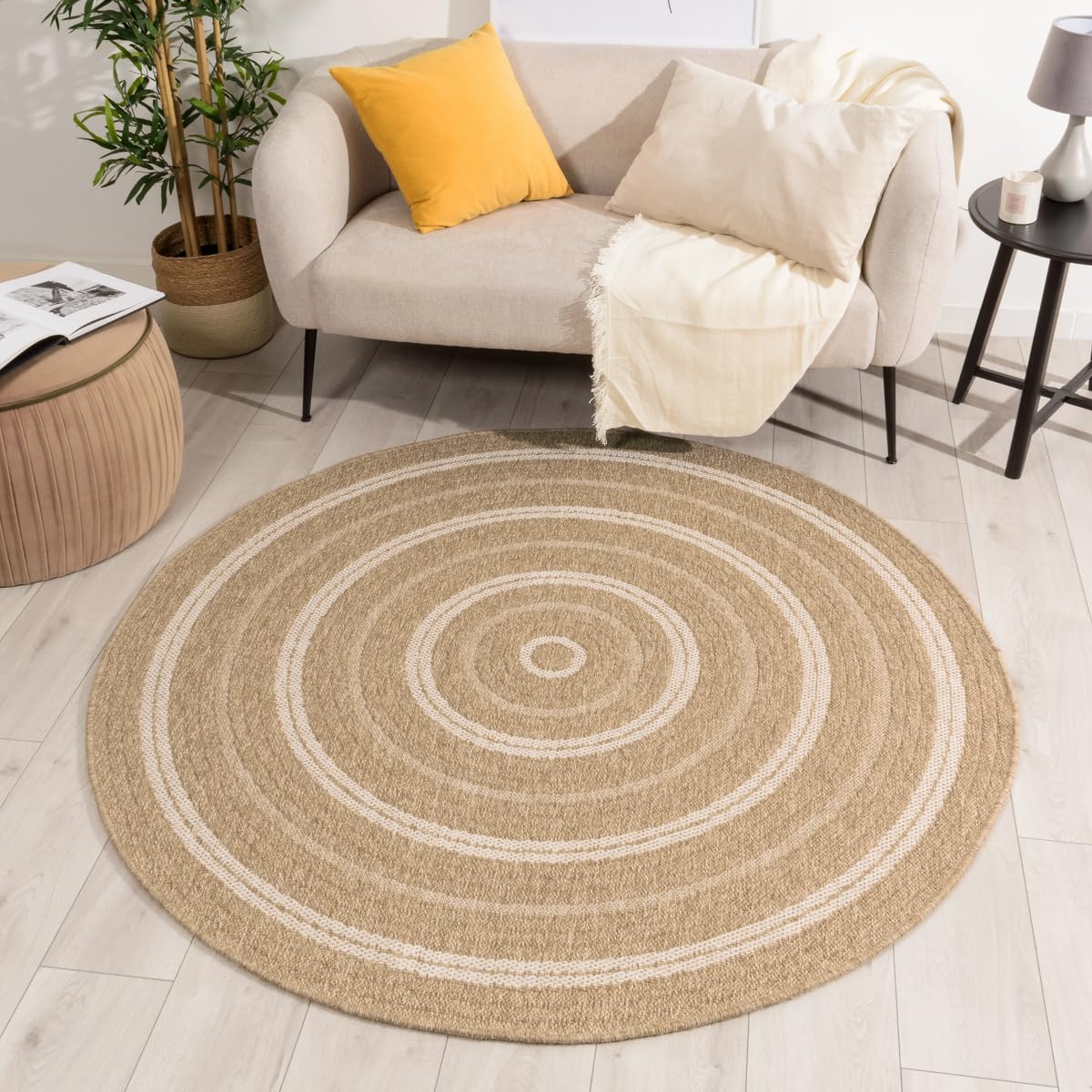 Nature 8863 - Alfombra, natural, Bohemia, con aspecto de yute, para sala de estar, dormitorio, pasillo y exterior, color natural (120 x 170 cm, blanca)