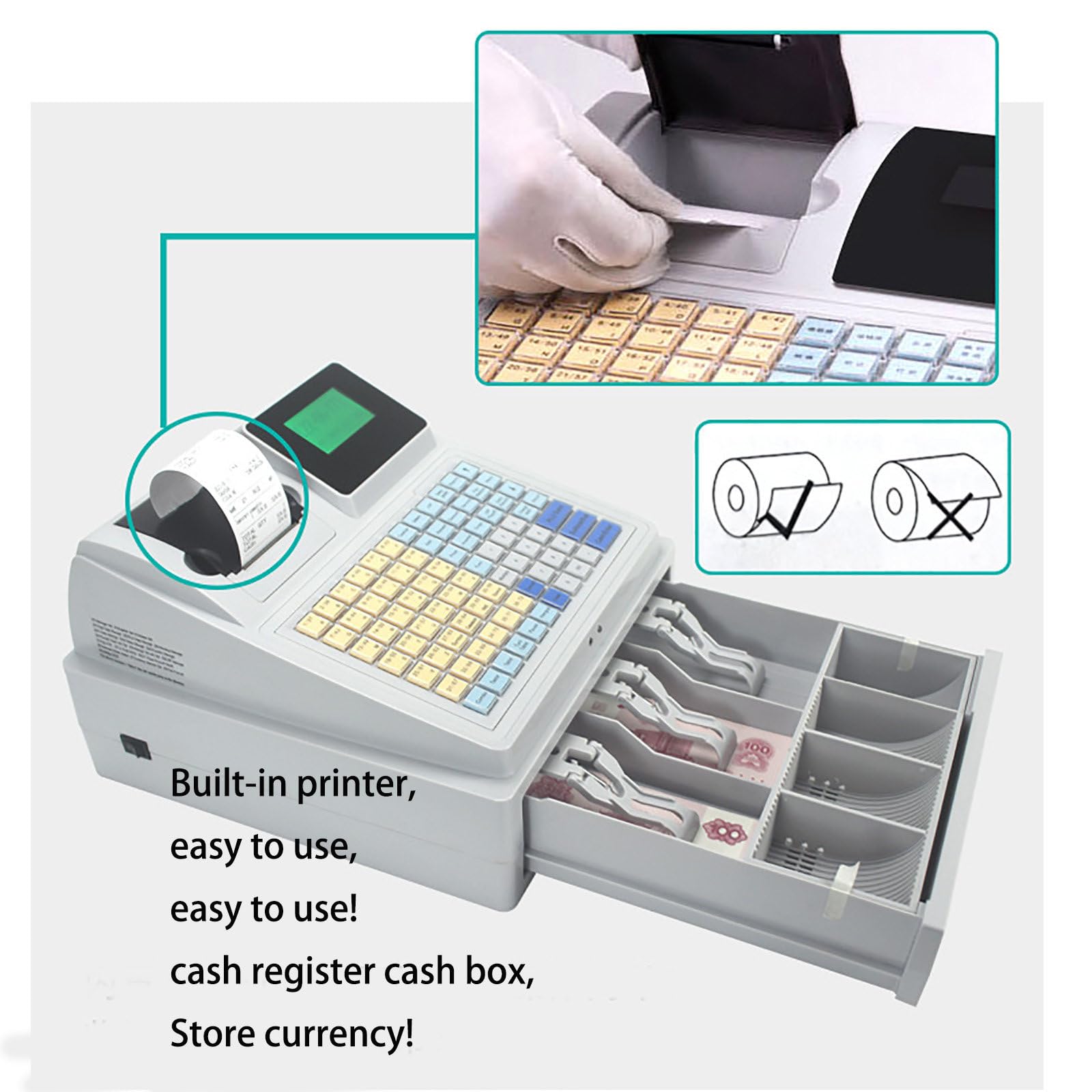 Caja registradora electrónica, cajón de 3 Billetes, 4 cajones de Monedas, cajón de Caja registradora, Caja registradora para pequeñas Empresas