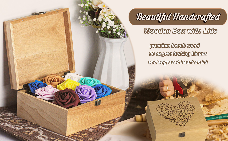 Decorative Keepsake Chest Wooden Memory Keepsake Box With Floral Heart ...