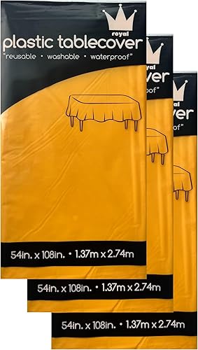 Miniatura 10 de ROYAL7 - Paquete de 3 manteles rectangulares de plástico desechables para picnic, cumpleaños, barbacoa, fiesta, boda (marfil, rectangular, 54 x 108