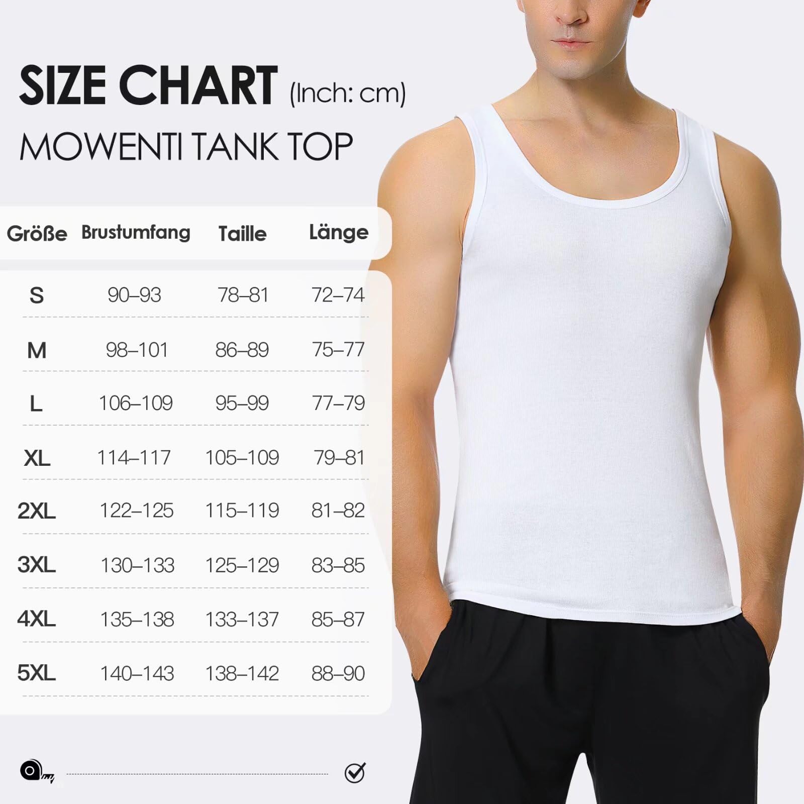 Mowenti Canottiera (Pacco da 3/5) Uomo 100% Cotone Costine Canottiera Elastica Nero Bianco Grigio Marino Oliva Canotta S-5XL Colori Multipli e Taglie