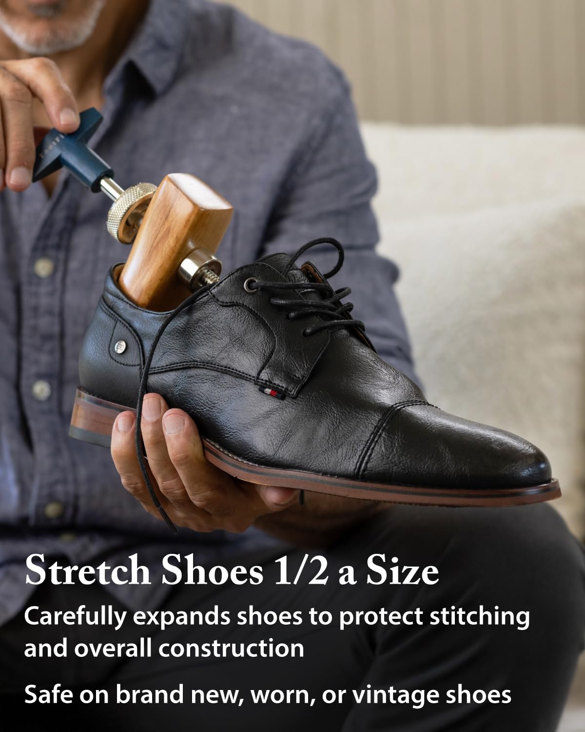 FootFitter Professioneller 2-Wege-Schuhspanner für Damen und Herren, erweitert Länge und Breite, robustes Holz- und Stahl-Design, buchenholz, 37/40 EU