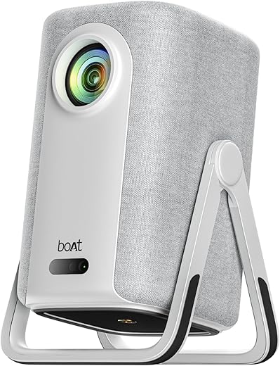 Boat CineHead M1 Smart Projector, Honest 200 ANSI Lumens, Native 1080P, Auto Focus & Auto Keystone Correction, Adjustable Stand, 6W Speaker, WiFi &…