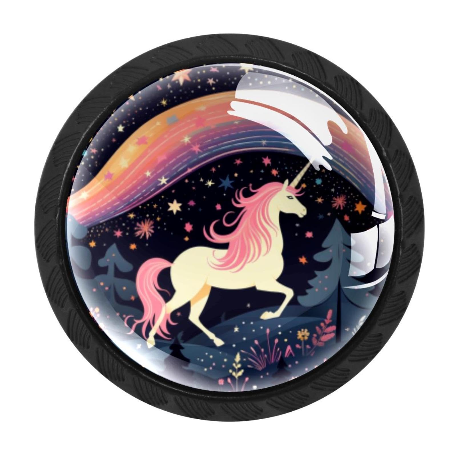 Chenzzzz Multicolored 16 4 Pack Black Starry Unicorn Kitchen Handles, Cabinet Pulls Hardware For Cupboard Drawer Knobs Dresser Pulls