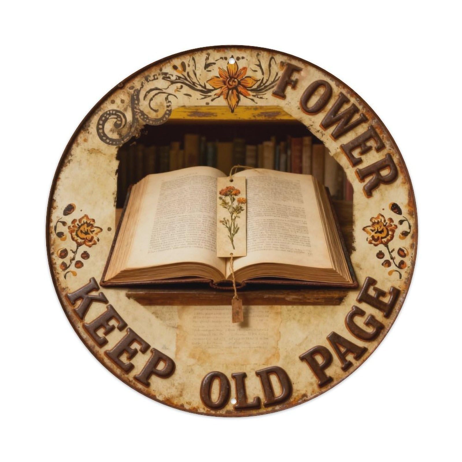Dried Flower Keep Old Page Metal Tin Sign Plaque