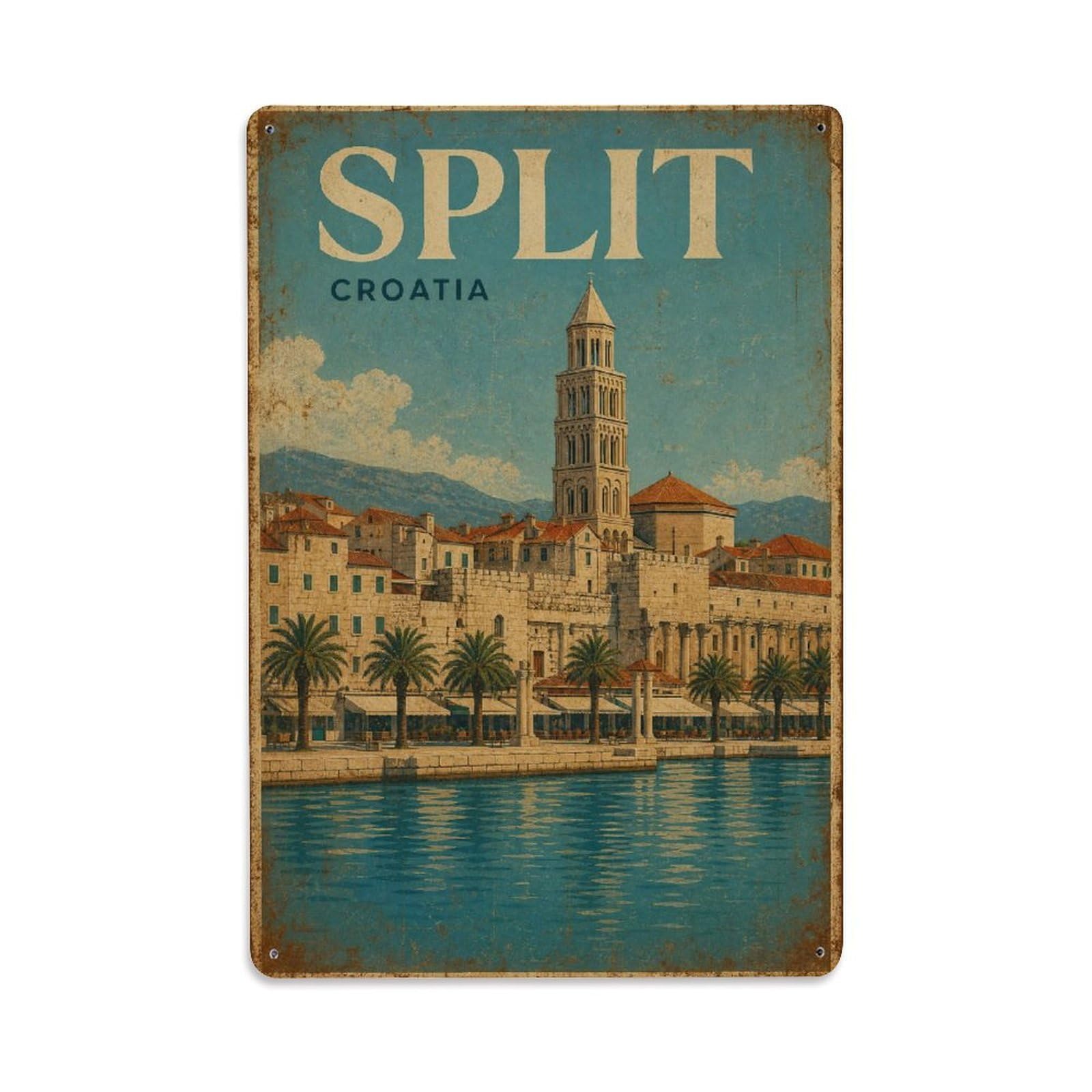 Metal Tin Sign Retro Travel Croatia Split