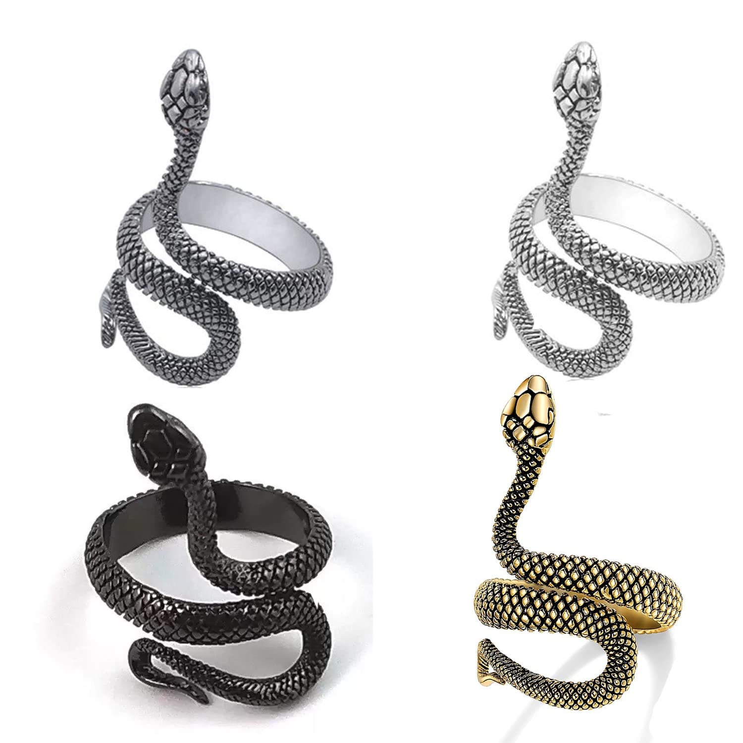 instaZONE Vintage Set of 4 Snake Ring Alloy Adjustable Ring For Men Boys Women Girls (B0C6YKQT3H) Amazon Price History, Amazon Price Tracker