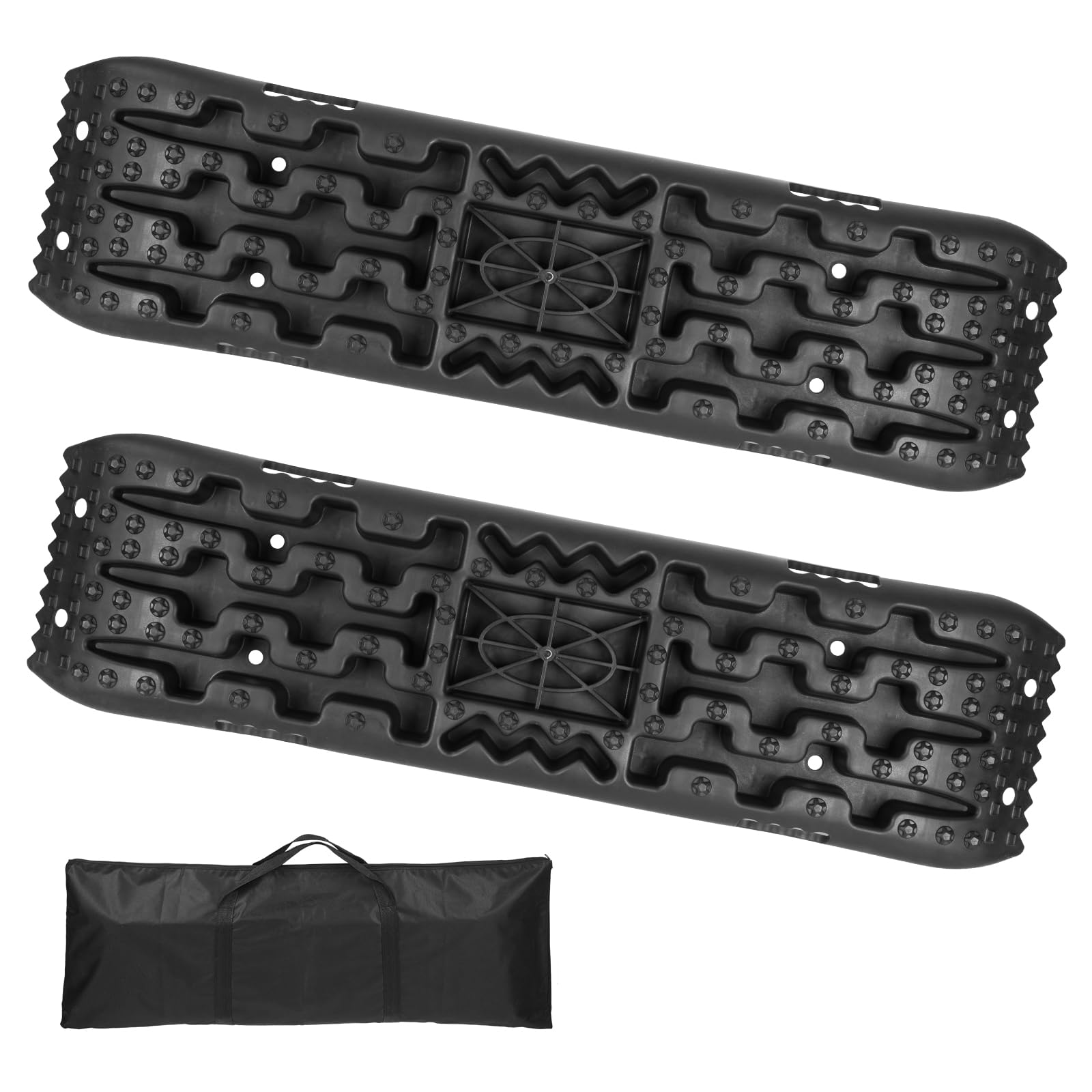 Vinteky 2 Stücke Sandbleche Traktionsmatte Kunstoff Anfahrhilfe Recovery Board Tracks mit Aufbewahrungstasche und Installationstool 10T Last für Geländewagen Wohnmobil PKW LKW Offroad