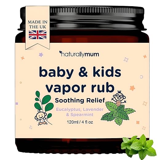 NATURALLY MUM Baby & Kids Vapor Rub – Natural Chest Rub for Congestion Relief & Calmer Sleep – Spearmint, Eucalyptus & Lavender – Menthol Free – Safe for Babies 6m+ – Made in UK