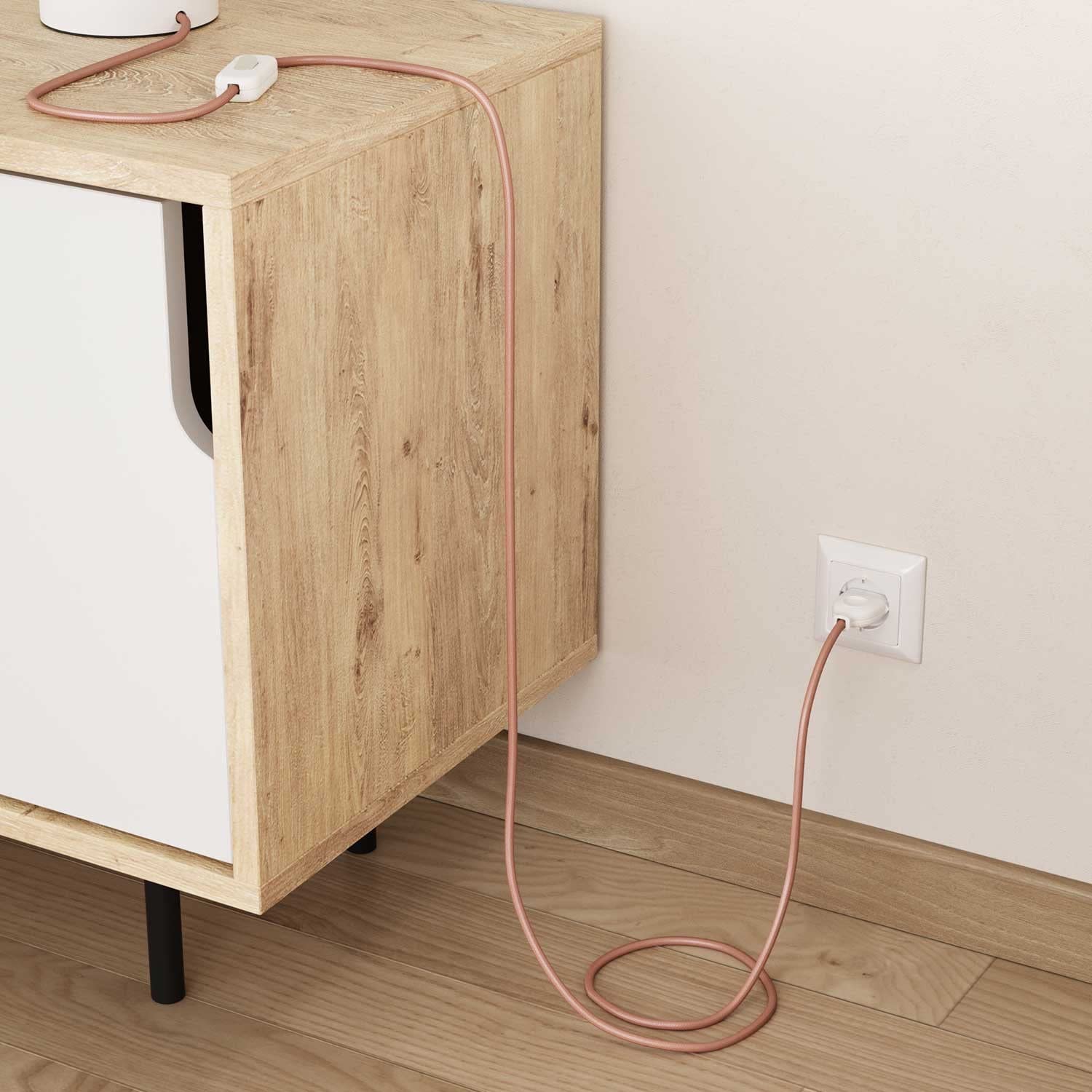 Creative-Cables L'originale cavo elettrico rivestito in tessuto 2 x 0,75 mm² (20 m, Rosa Baby RM16) – Rotondo, effetto seta – Sicurezza certificata, made in Italy