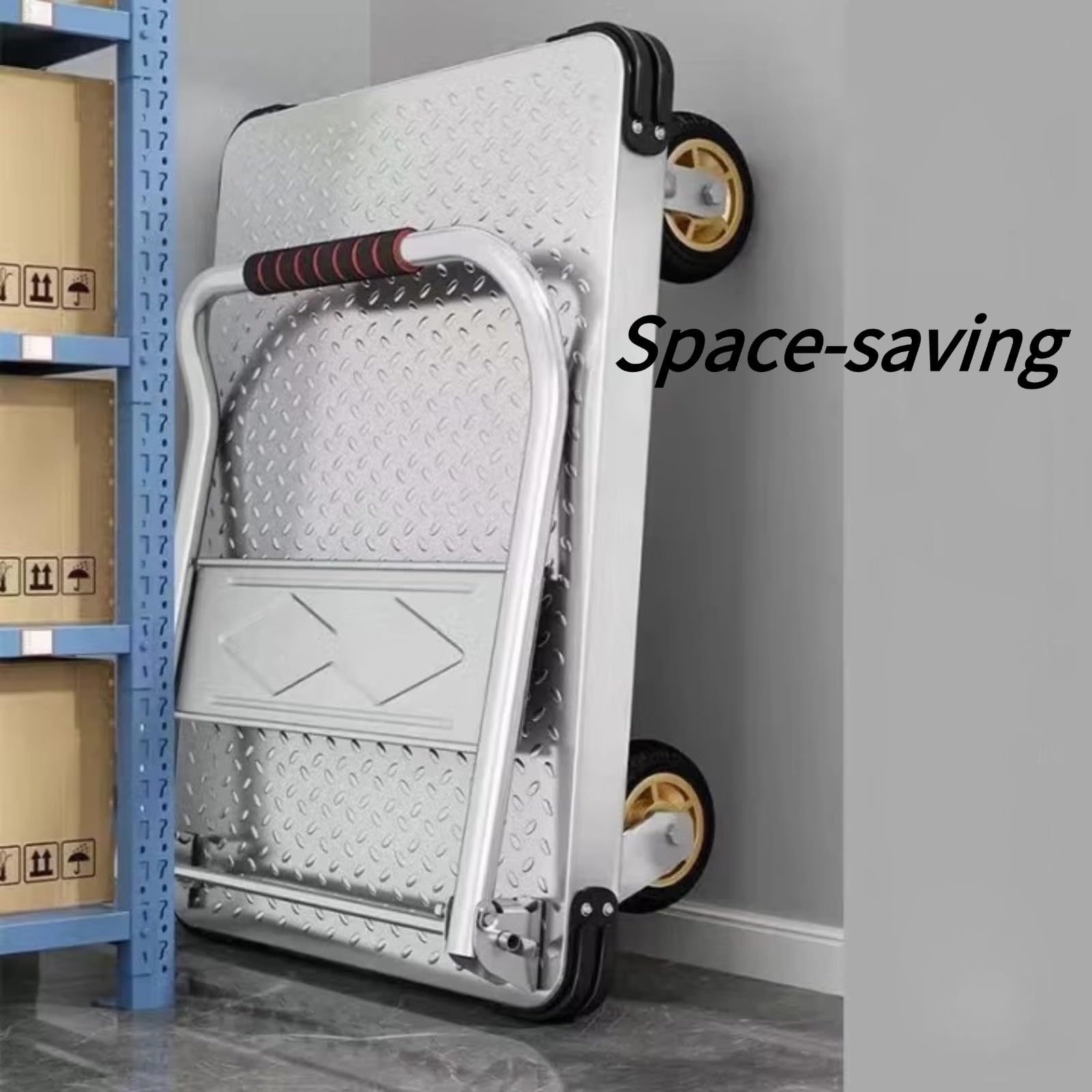 Wytrzymała składana platforma wózek ręczny wózek kołowy płaski do magazynów garaży i ogrodów Metalowy wózek transportowy (rozmiar: 90 x 60 cm)