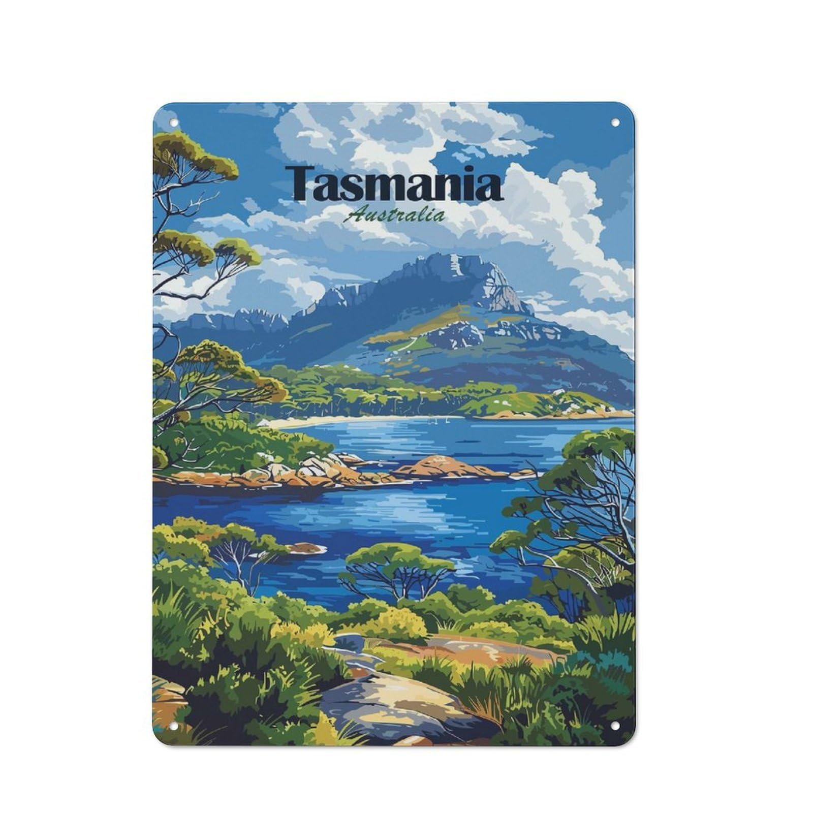 Junmoney Style-1 Tasmania Landscape Rustic Printed Metal Sign 40X30cm For Garage Or Workshop, For Garage, Workshop And Man Cave Decoration