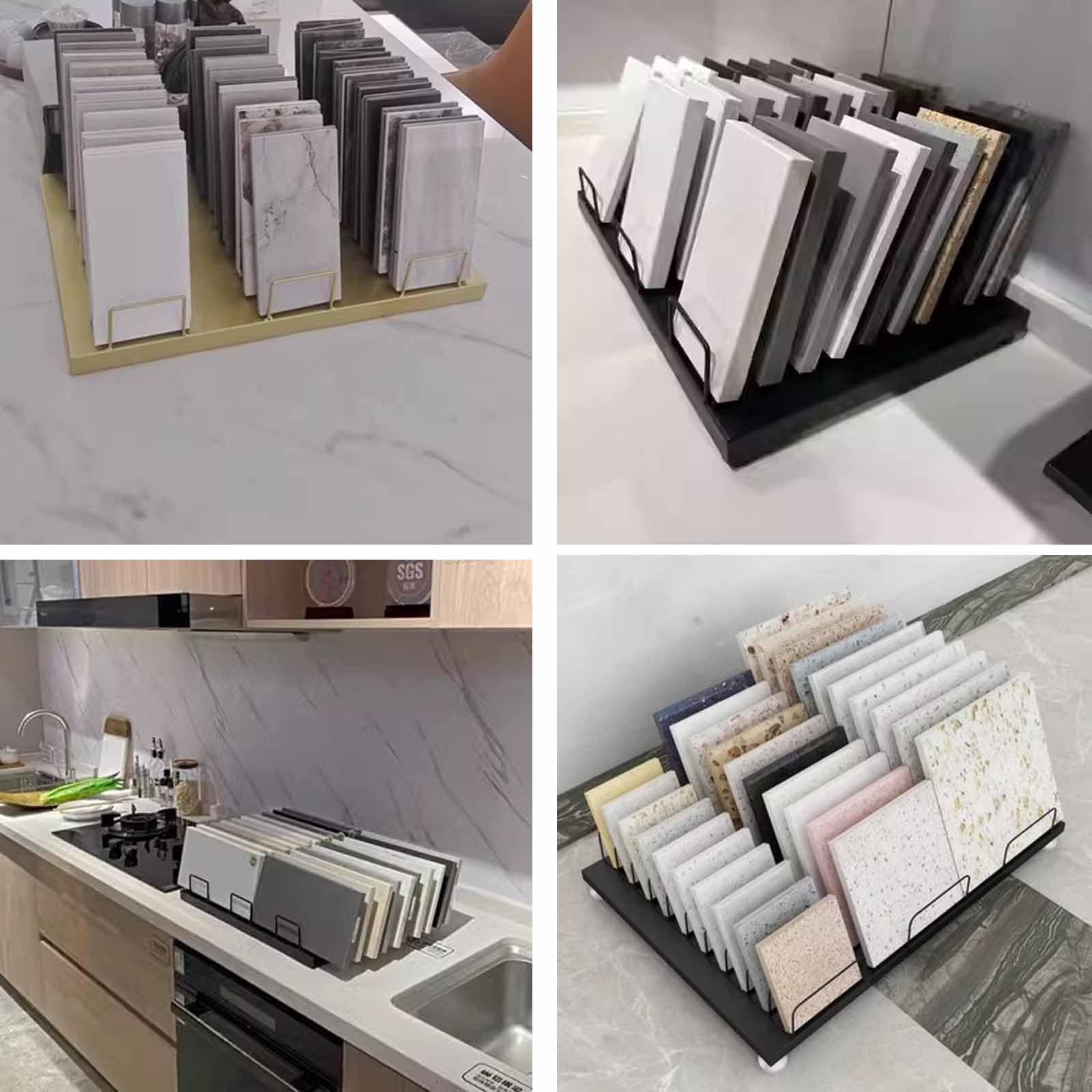 Banco di mostra di marmo della lastra con 10 slot per schede piccolo scaffale del campione in lotti per l'esposizione del negozio