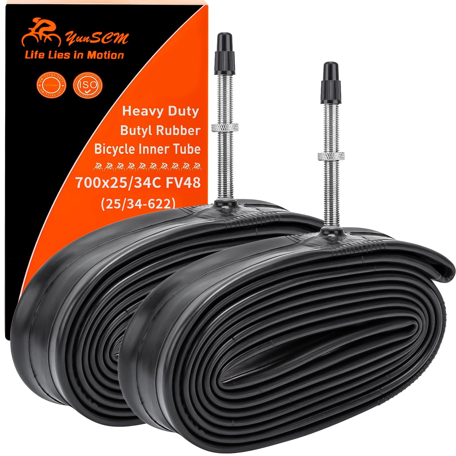 700C Heavy Duty Bike Tubes 700x25C/26C/28C/32C FV48 Presta Valve (25/34-622) 700C Bicycle Inner Tubes Compatible with 700x25C 700x26C 700x27C 700x28C 700x30C 700x32C 700x34C Bike Tire Tubes 2-PCS
