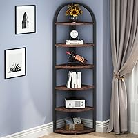 Vista 2 de Unknown1 Estantería industrial de 6 niveles con esquina alta para libros, estante de exhibición, rústico, vintage, con acabado de tablero