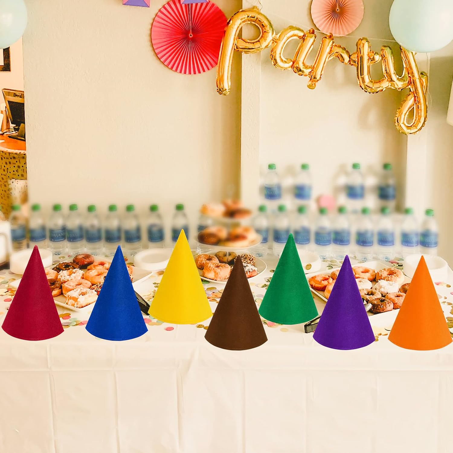 Fengek 7 Packs Christmas Gnome Hats, Felt Cone Dwarf Hats for Unisex Adults Teens Elf Hat for Halloween Party Supplies, 7 Colors - Image 5