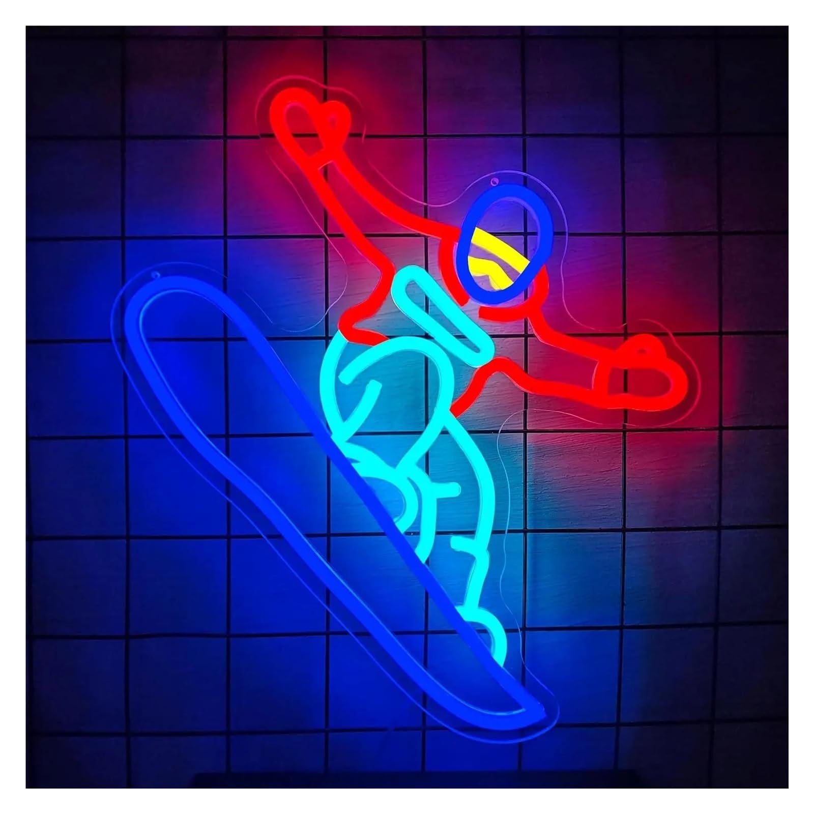 Insegna al Neon Insegna Al Neon Per Sci Dimmerabile | Luce LED Alimentata Tramite USB Per Club Sportivi, Sala Giochi, Camera Da Letto, Decorazioni 38cmx32cm